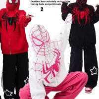 [spiderman Style Clothing] ใหม่ เสื้อแจ็กเก็ตกันหนาว แขนยาว มีฮู้ด มีซิป พิมพ์ลายแมงมุม สไตล์อเมริกันเรโทร สําหรับผู้ชาย และผู้หญิง 2023