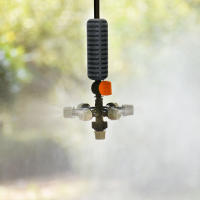 แขวน Misting หัวฉีดวาล์ว Cross Atomization หัวฉีดหมอก Water Sprinklers เรือนกระจก Garden Patio Atomizing Humidify 1ชุด