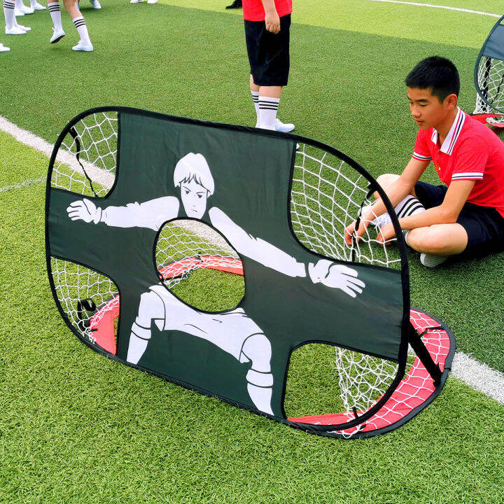 ประตูฟุตบอล-มินิ-โกลฟุตบอล-พับเก็บได้-สำหรับเด็ก-2-in-1-football-goal-and-net-พร้อมชุดติดตั้ง-กระเป๋ากันน้ำพกพา