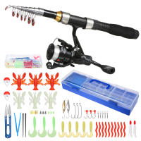 1.7m Telescopic Fishing Rod Spinning Reel Tackle Set For Saltwater and Freshwater