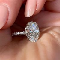 Huitan Oval Finger Ring Band Dazzling Brilliant CZ Stone Four Prong Setting Classic Wedding Anniversary Gift For Wife amp;Girlfriend