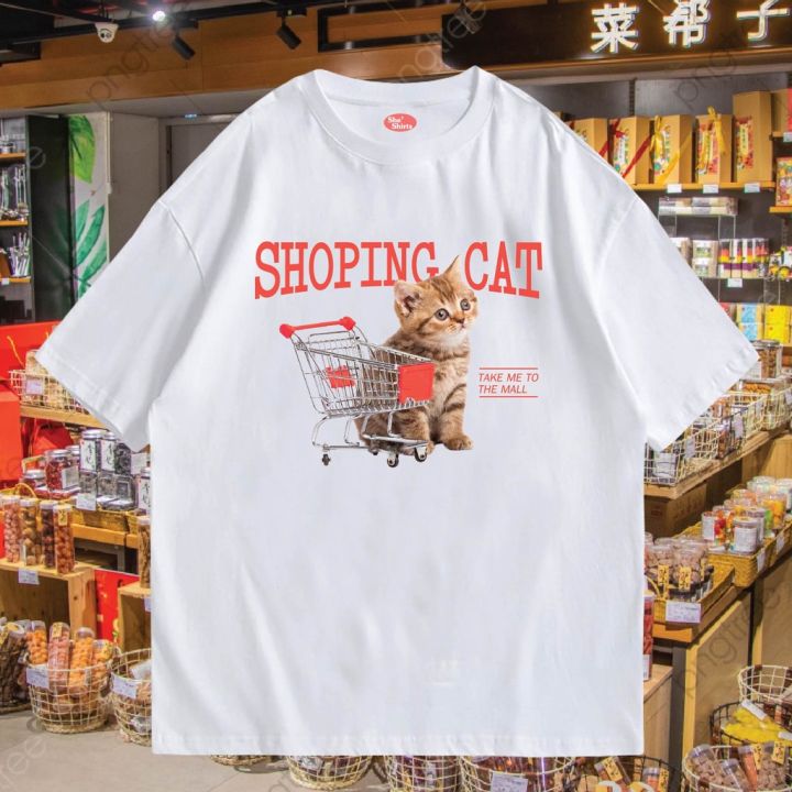 มีสินค้า-เสื้อ-shopping-cat-ผ้าcotton-100-มีสองสี-ทั้งทรงปกติและ-oversize