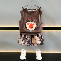 Boy Summer Clothing Vest Suit 23 New Baby Clothes Fried Street Shorts Clothes Childrens Korean Fan Pu Shuai Two-Piece Suit