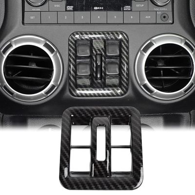 Dashboard Window Switch Button Cover Trim for Jeep Wrangler JK 2011-2017 Interior Accessories, ABS Carbon Fiber