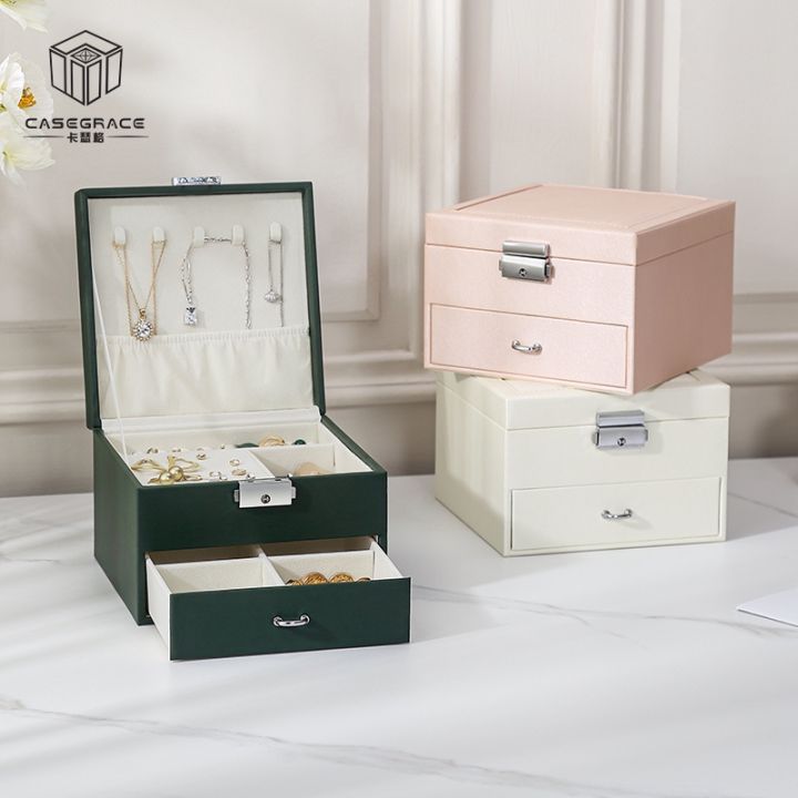 CASEGRACE Luxury Large Jewelry Box with Lock and Mirror Display Storage Case  – Casegrace