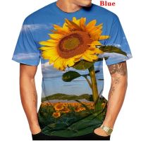 New Polyester Fabric Summer Pattern 3d Digital Printing T-shirt Round Neck Short Sleeve for Men And Women All Kinds of Sunflower Clothing Fashion comfortable