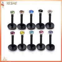 YESHE 10pcs ผสม คริสตัล บาร์ เจาะเนื้อ อัญมณี Labret ลิปสตั๊ด อะคริลิค