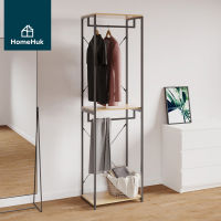 HomeHuk ตู้เสื้อผ้าไม้ สไตล์มินิมอล Walk-in Closet 60x40x212cm ตู้เสื้อผ้า ราวตากผ้า ราวแขวนผ้า ราวแขวนเสื้อ ราวตากผ้าเหล็ก ราวตากผ้ามินิมอล ราวแขวนผ้ามินิมอล ราวแขวนเสื้อผ้า ชั้นวางเสื้อผ้า ลาวตากผ้า ชั้นวาง ชั้นวางของ Steel Frame Wooden Clothes Rack 2T