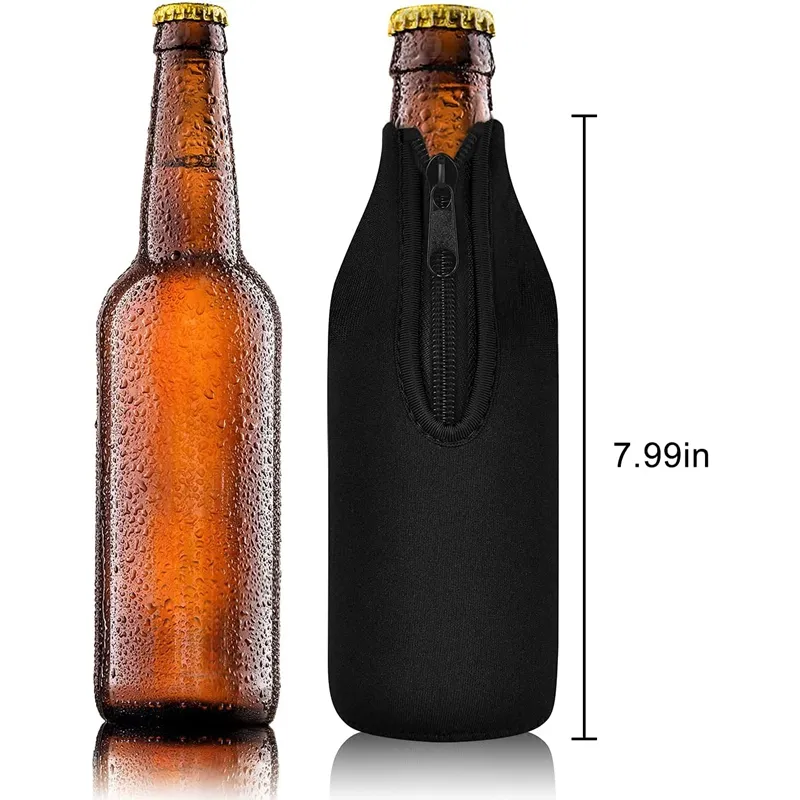 Beer Bottle Insulator Sleeve Pack of 4. Different Color. Zip-up Bottle  Jackets. Keeps Beer Cold and Hands Warm. Classic Extra Thick Neoprene with  Stitched Fabric Edges, Enclosed Bottom, Perfect Fit 