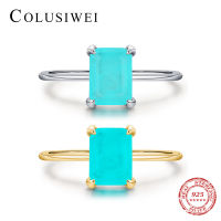 Colusiwei Luxury Paraiba Tourmaline Ring 925 Sterling Silver Radiant Cut Finger Rings for Women Sterling Silver Fine Jewelry2023