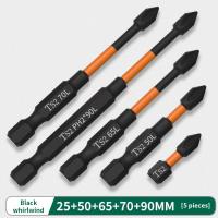 black Screw Electric Screwdriver Set 25 50 65 70 90 150mm Impact Strong Magnetic Batch Head Cross High Hardness Hand Drill Bit Screw Nut Drivers