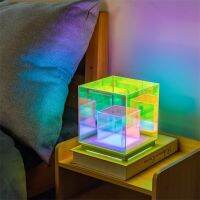 RGB 3D Magic Cube Night Lights LED Creative Design USB Charging Lamp LED Decoration Table Lighting for Home Livingroom Bar Club Night Lights