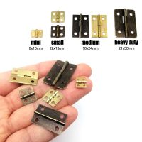 12Pcs Mini Small Heavy Duty Flat Jewelry Chest Gift Wooden Music Box Wine Case Dollhouse Cabinet Door Hinge with Screw Accessories