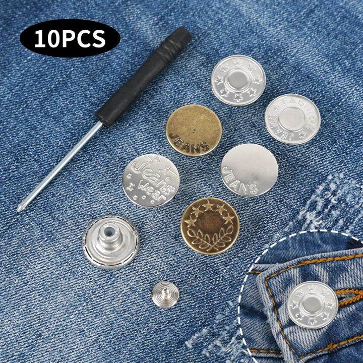 10pcs-metal-jeans-button-replacement-detachable-pants-fastener-pins-adjustable-waist-button-sewing-buckles-screwing-repair-kits