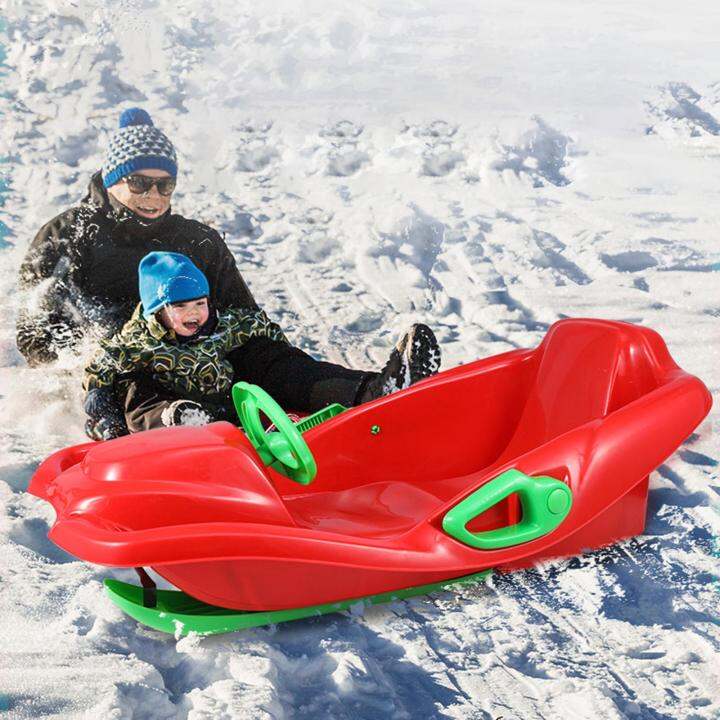 Daywolf Steerable Snow Sled with Steering Wheel Heavy Duty Double