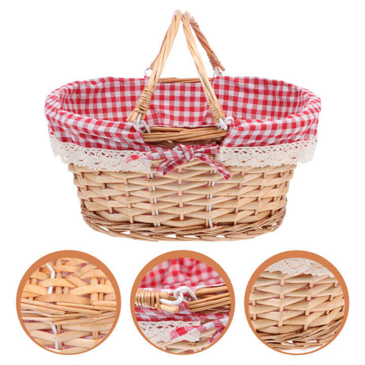 Mlinstudio Picnic Basket Wooden Baskets Gifts Hamper Wicker Weaving