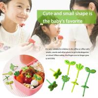 8pcs Childrens Fruit Fork Set With Four Leaves Cartoon Fruit Stick H5U7