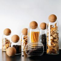 hotx【DT】 storage glass jar with wooden lid bottle kitchen mason jars container cereal dispenser canister