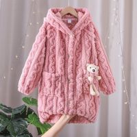 Kids Bathrobe For Girls Autumn Winter Warm Flannel Pajamas Children Pyjamas Teenage Boys Bath Robe Long Sleeve Nightgown 3-13 Y