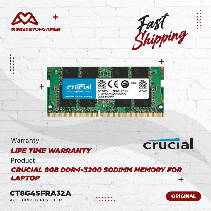 Crucial 8GB DDR4-3200 SODIMM Memory For Laptop (CT8G4SFRA32A) | Lazada