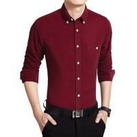 Spring Autumn Popular Mens Long-Sleeved Shirt Corduroy Business Casual Men Korean Version Bottoming