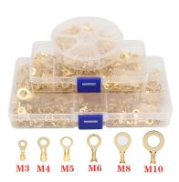 150/540 PCS M3/M4/M5/M6/M8/M10 Ring Lugs Eyes Copper Crimp Terminals Cable Lug Wire Connector Non-insulated Assortment Kit