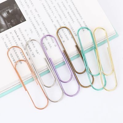 10PCS Large Metal Colored Paper Clip 100mm Soft Plastic Wrapped Bookmark Clip Stationery Supplies