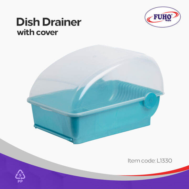 FUHO Dish Drainer with Cover / Plastic Dish Rack / Glass Rack / Kitchen