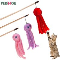 Octopus Plush Cat Stick  Wooden Pole Funny Kitten Replacement Head Hanging Simulation Cat Toy Cat Accessories Juguetes Para Toys