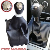 Black Leather Car Gear Shift Knob With Dust-Proof Cover For Mazda 6 2002 2004 2005 2006 2007 5 6 Speed Manual Stick Lever Knob