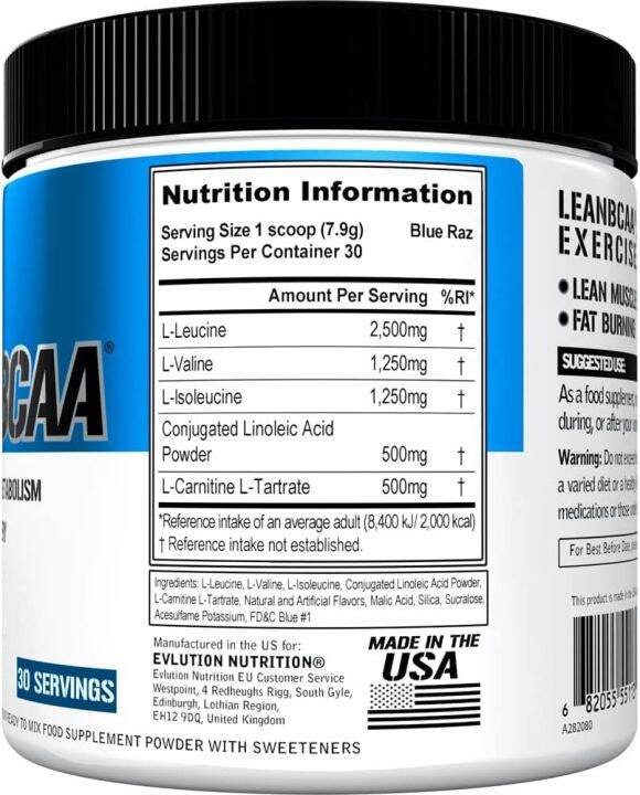 evlution-nutrition-leanbcaa-30-servings-bcaa-s-cla-and-l-carnitine-stimulant-free-recover-and-burn-fat-sugar-and-gluten-free-fat-loss-weight-management-recovery-endurance-zero-sugars-บีซีเอเอ-อะมิโน