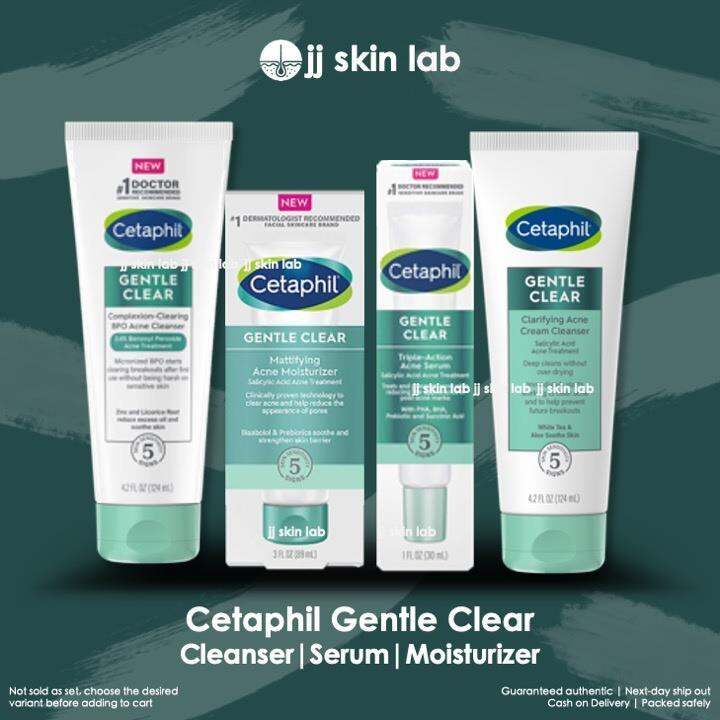 Cetaphil Gentle Clear Acne Cream Cleanser BPO Serum Mattifying
