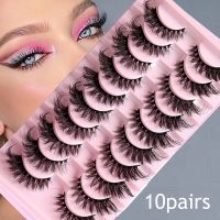 3D Natural Eyelashes Cat Eyelashes End Eye Curl Long Fluffy Winged Eyelash Halloween Cosplay Fox Eye Effect Makeup 10 Pairs