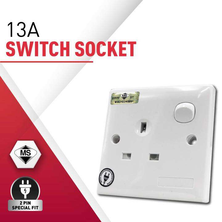(100 Sirim) 13A Single Switch Socket Electric Socket Switch Lampu