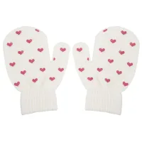 Baby Kids Love heart Pattern Gloves Boys Girls Winter Warm Knitted Mittens White