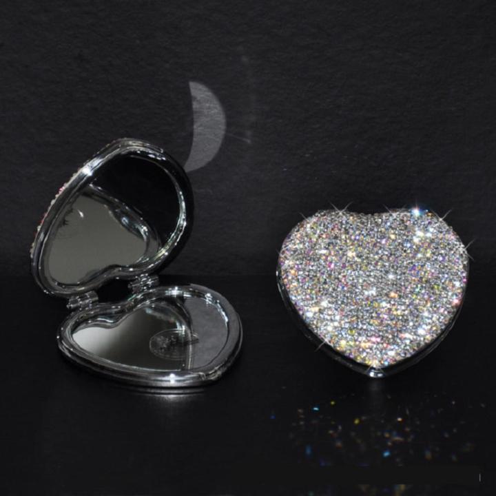 princess-mirror-fold-flip-cover-rotundity-beauty-mirror-makeup-mirror-take-it-with-you-diamond-inlay