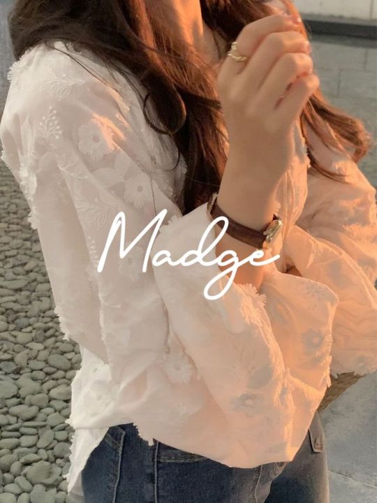 issey-miyake-2023-s-andro-madge-เสื้อเชิ้ตสีขาวปักลายสามมิติสำหรับผู้หญิงเสื้อเชิ้ตกันแดดสำหรับฤดูร้อนสไตล์ฝรั่งเศส