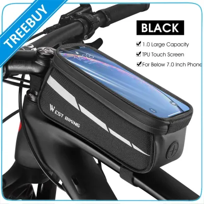 1L จักรยานกระเป๋าสะท้อนแสงจักรยานกรอบ Fronttube กระเป๋าหน้าจอสัมผัสโทรศัพท์มือถือกระเป๋าขี่จักรยานกระเป๋าอุปกรณ์จักรยานถนน