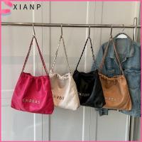 XIANP สีทึบทึบ กระเป๋าแบบสะพายไหล่ พียู PU โซ่ห่วงโซ่ กระเป๋าโท้ท ลำลองแบบสบายๆ ตาข่ายตาข่ายตาข่าย ถุงใต้วงแขน สำหรับผู้หญิง