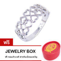 Tips Gallery แหวนเงินแท้ 925 หุ้มทองคำขาว รุ่น Pretty Love Hearts Ring Design TRS031 ฟรี กล่องจิวเวลรี