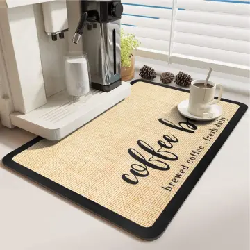 Coffee Mat Absorbent and Quick Dry Mat Hide Stain Rubber Backed