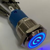 Zusen 16mm Illuminated Power Symbol Push Button Switch Latching Momentary Waterproof IP65(ZS16F-11/EP/B/N)