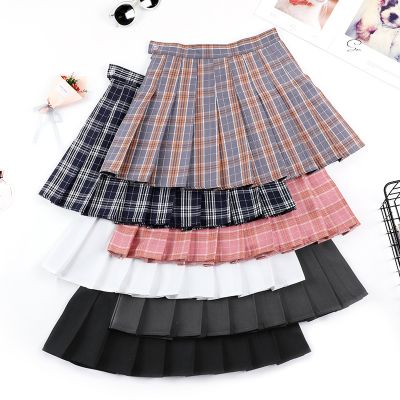 ‘；’ Super-Hot School Plaid Pleated Skirt Female Spring Summer High Waist Short Fall College Wind Yellow A-Character