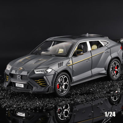 1:24 URUS Bison SUV Coupe สเปรย์รถโลหะผสมรุ่นเสียงและแสงจำลองรถตกแต่งคอลเลกชันของเล่นเด็ก Gift