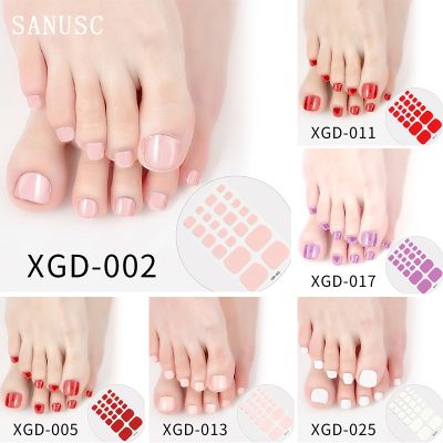 【CW】 22tips Stickers Artificial Soild Color Toe Nails for Design Cover Foot Decoration