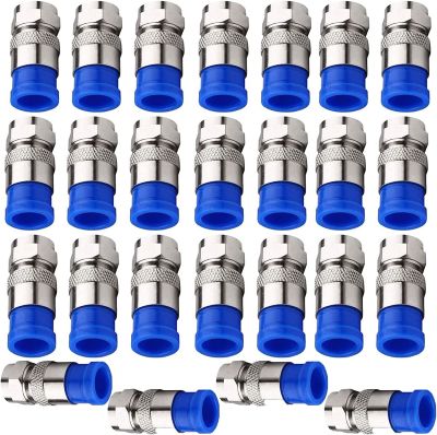 20Pcs RG6 Compression F Connector Waterproof Connection Compression Coax Cable Coaxial Squeeze F Head Connect Connectors Watering Systems Garden Hoses