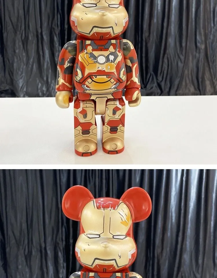 Red LV) Bearbrick 400% Action Figure Peko Iron Man Violent Bear