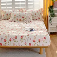 Bonenjoy 1 pc 100%Cotton Bed Sheet with Elastic Queen Size Floral Style Sheets on Elastic drap de lit 180x200cm Bedsheet Cotton