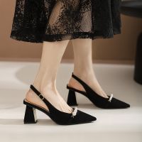 Fren high-end eong high-heeled shoes womens 23 summer new black thick-heeled Btou s -toed sgle shoes -GGX23722▫✟☑