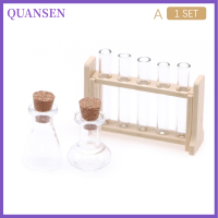 QUANSEN 1ชุด1:12บ้านตุ๊กตาจิ๋วหลอดทดสอบพร้อมชั้นวางอุปกรณ์ตกแต่งโมเดลห้องปฏิบัติการอุปกรณ์ตกแต่งบ้านตุ๊กตา